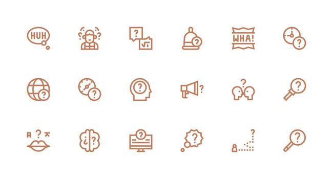 18 Strong Stroke Line Style Icons from Doubt Collection Functional Icon Series vector
