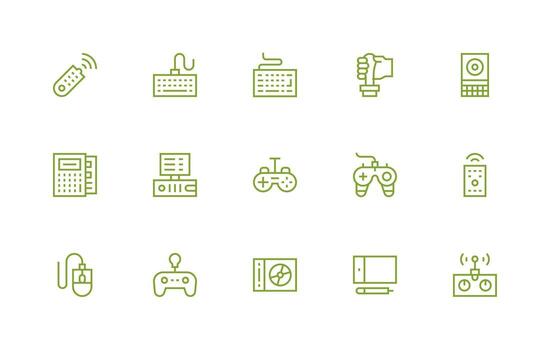 15 Regular Line Style Icons from Input Device Collection Simplified Icon Pack for Visual Tools vector