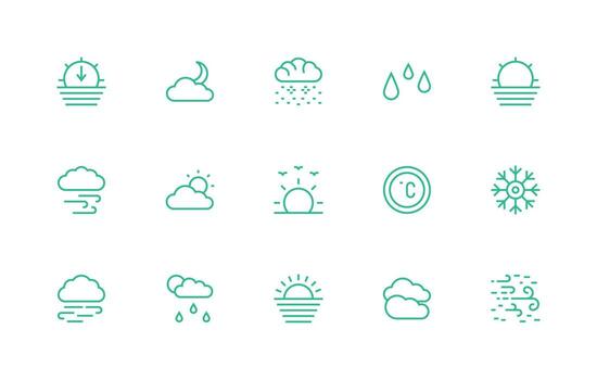15 Regular Line Vectors for Weather Icon Theme App Icon Pack