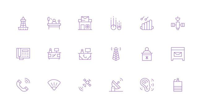 recepción icono colección con 18 mínimo línea diseños icono colección conjunto vector