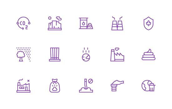 contaminación icono conjunto con 15 regular línea gráficos organizado paquete para proyecto bienes vector