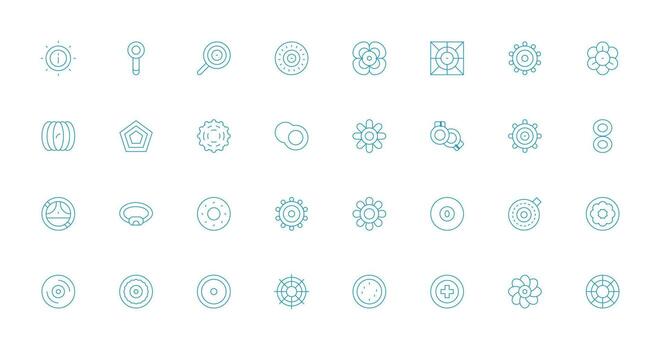 32 Delgado línea íconos para concéntrico gráficos icono paquete vector