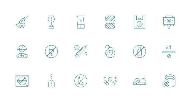 Minimal Line Style Prohibited Icons with 18 Vectors Organized Icon Pack for Quick Access