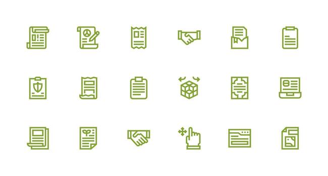 18 Strong Stroke Line Designs for Contract Icons Minimal Icon Set for Interface Projects vector
