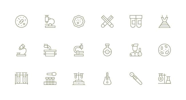 microscopio visual paquete conteniendo 18 mínimo línea íconos esencial icono colección vector