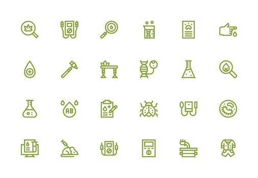 pruebas icono conjunto con 24 grueso línea línea gráficos icono conjunto para proyectos vector