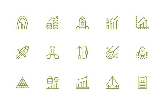 Ascending Visual Pack containing 15 Regular Line Icons Interface Icon Collection vector