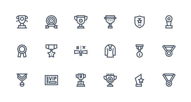 18 Strong Stroke Line Vectors for Recognition Award Theme Full Icon Library for UI Designers