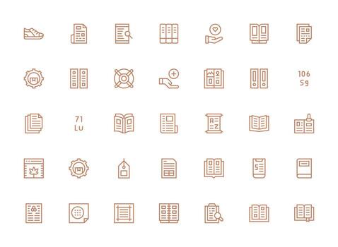 35 Regular Clean Line Vectors for Catalog Theme Quick Access Icons for UI Development