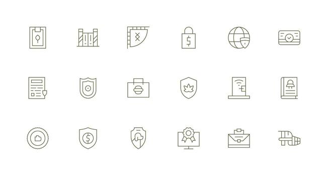 Secure featuring 18 Icons in Minimal Line Design Smart Icon Collection vector