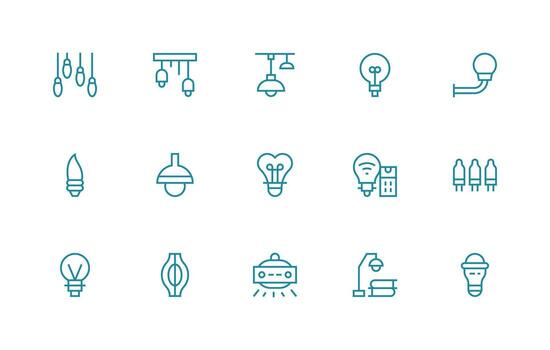 bulbo visual paquete conteniendo 15 regular línea íconos rápido acceso íconos para ui desarrollo vector