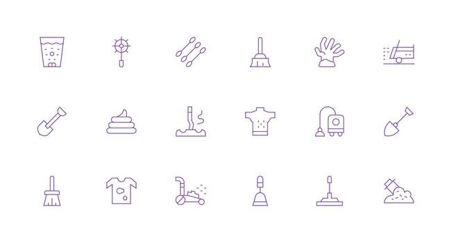 18 Dirt Icons in Minimal Line Aesthetic Minimal Icon Set for Interface Projects vector