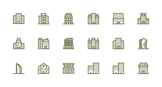 18 Strong Stroke Line Vectors for Modern Architecture Theme Web Icon Collection