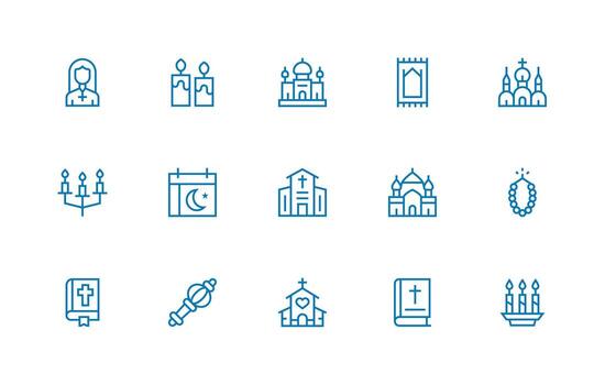 15 Holy Icons in Regular Line Aesthetic Interface Icon Collection for Daily Projects vector