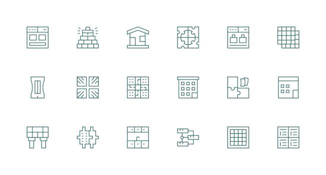 18 Minimal Line Icons for Modular Graphics Simple Icons for Interface and Wireframes vector