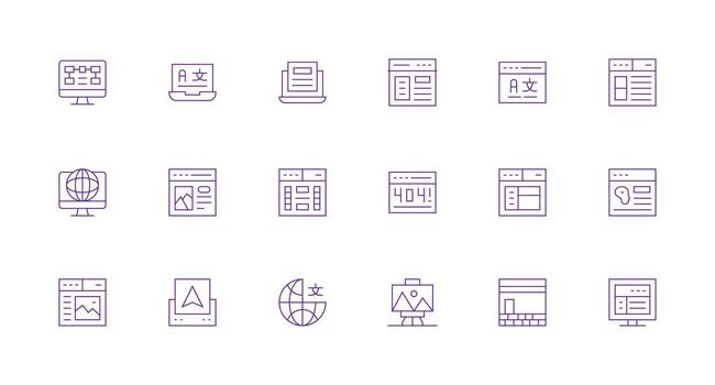 18 mínimo línea íconos para página web gráficos íconos construido para visual consistencia paquete vector
