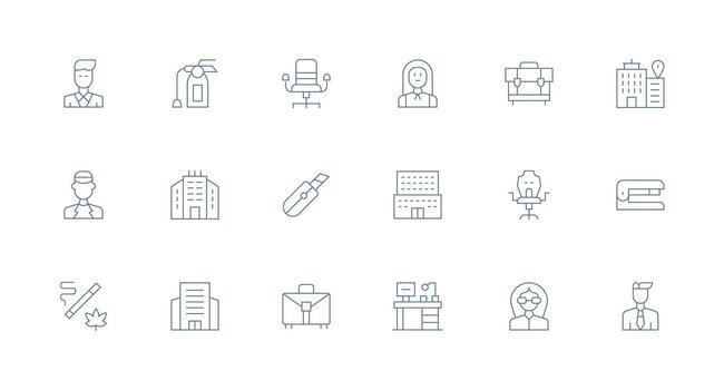 Minimal Line Style Workplace Icons with 18 Vectors Scalable Icons for All Themes