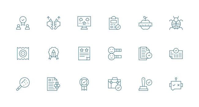 Quality Control Set with 18 Minimal Line Icons User Interface Icons for Digital Products vector