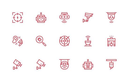 Regular Line Style Detection Icons with 15 Vectors Glyph Icon Series