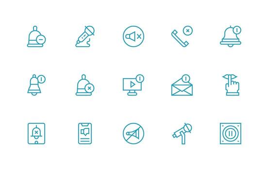 15 Regular Line Style Icons from Mute Collection Icon Set for Apps vector