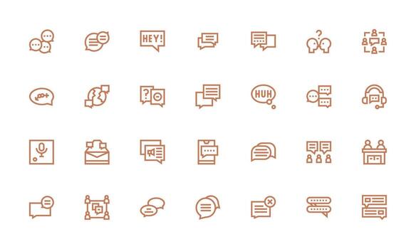 28 Bold Line Vectors for Conversation Theme UI Icon Set