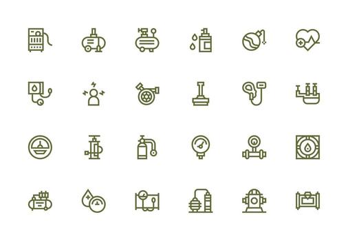 Thick Line Line Icons from Pressure Set with 24 Vectors Interface Icon Collection for Daily Projects