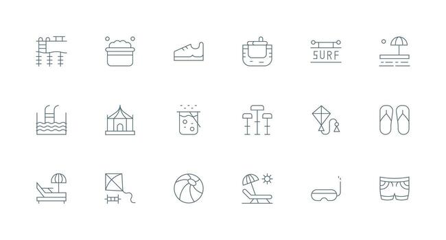 Leisure Icon Set with 18 Minimal Line Graphics Multi-Purpose Icon Set vector