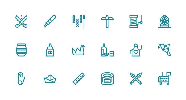 18 Strong Stroke Line Icons for Craft Graphics Multi-Style Icons for Creative Projects vector