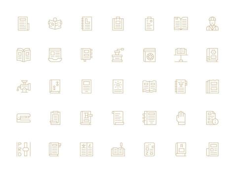 ligero línea estilo manual íconos con 35 vectores núcleo icono colección para diario Tareas