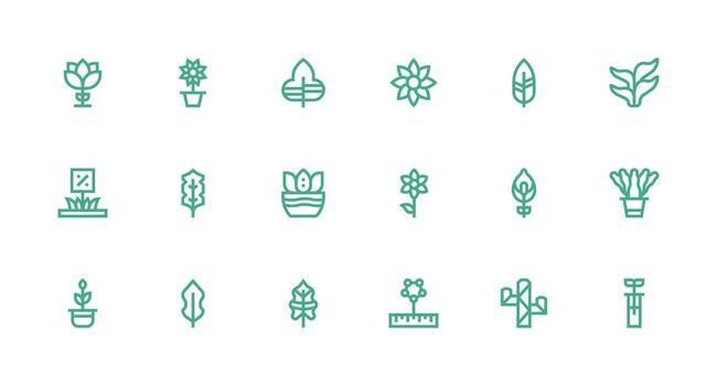 flora diseño íconos presentando 18 en fuerte carrera línea estilo funcional icono serie vector