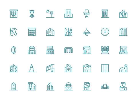 Contemporary Set with 35 Regular Clean Line Icons Core Icon Collection for Daily Tasks vector