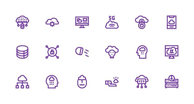 18 fuerte carrera línea íconos para nube informática gráficos completamente editable icono conjunto para web vector