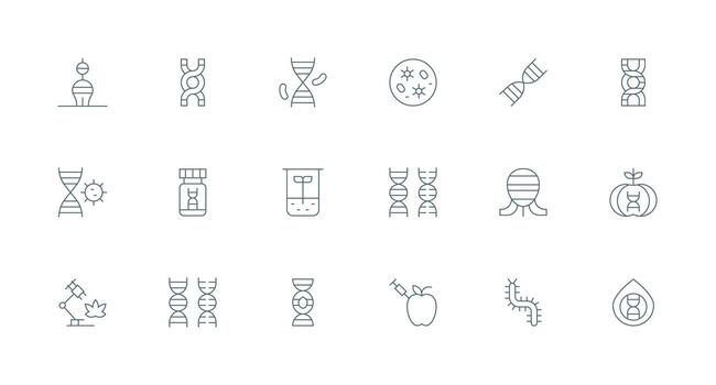 Biotechnology featuring 18 Icons in Minimal Line Design Neat Icon Set vector