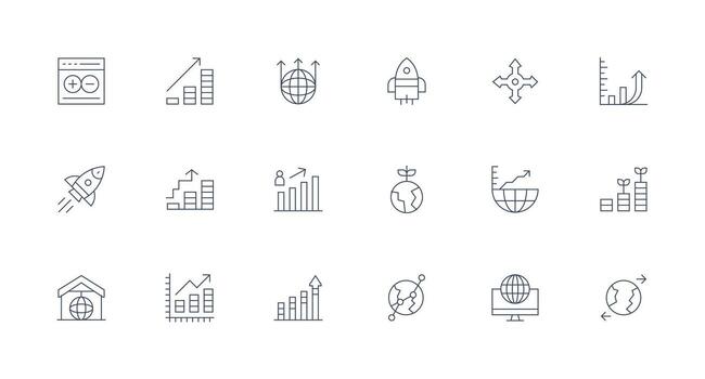 Expansion Icon Collection with 18 Minimal Line Designs UI Icon Set vector