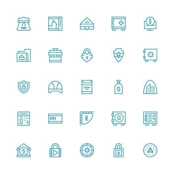 25 Icons for Vault in Medium Stroke Outline Format Design Ready Icon Set for Teams vector