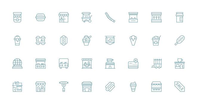 32 Icons for Vendor in Thin Line Format Essential Icon Collection vector