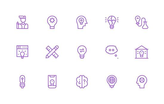 Regular Line Style Idea Icons with 15 Vectors Flexible Icon System for Web Interfaces