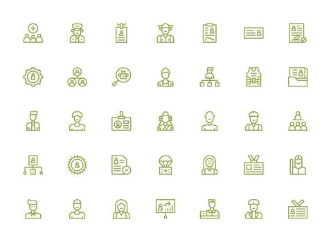 35 Icons for Personnel in Regular Clean Line Format Balanced Icon Set for Functional Design vector