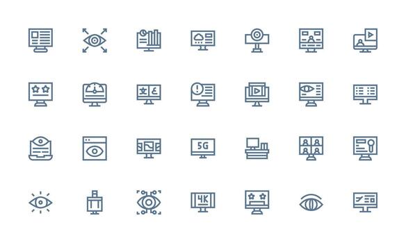Monitor featuring 28 Icons in Bold Line Design Dashboard Icon Series vector