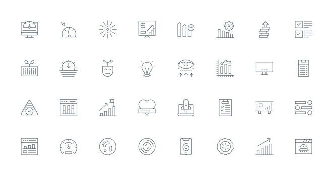 32 Thin Line Icons for Progress Bar Graphics Flat Icon Set vector