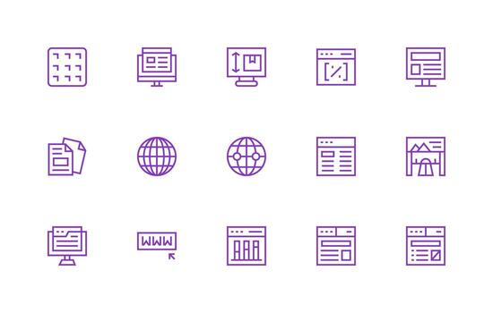 15 Regular Line Vectors for Web Page Theme Pixel Perfect Icon Set