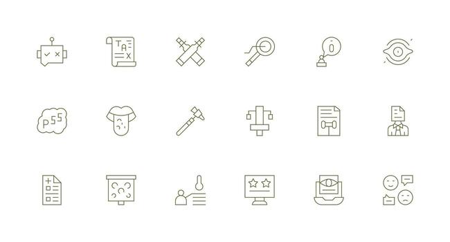 Assessment Set with 18 Minimal Line Icons Basic Icon Series vector