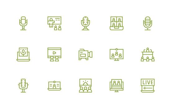 Regular Line Icons from Webinar Set with 15 Vectors Multi-Style Icon Collection