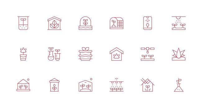 mínimo línea íconos desde hidroponia conjunto con 18 vectores icono paquete para varios temas