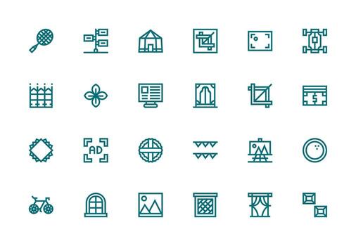Frame Design Icons featuring 24 in Thick Line Line Style Full Icon Library for UI Designers vector