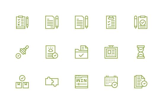 15 Icons for Complete in Regular Line Format Essential Icon Set for Teams vector