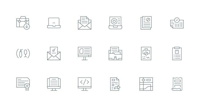 18 archivo íconos en mínimo línea estético multi-estilo icono colección vector