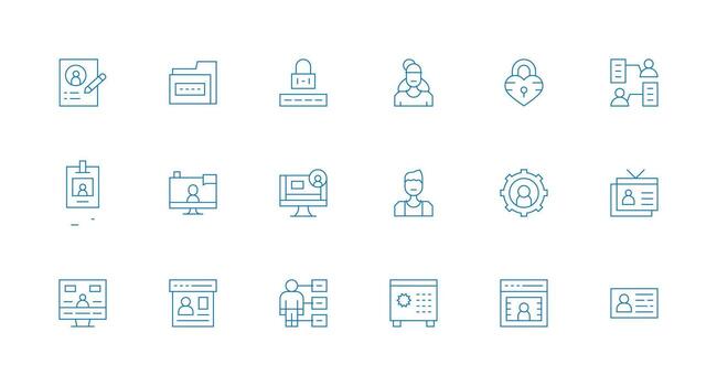 Personal Data including 18 Minimal Line Illustrations Responsive Icon Set for Flexible Layouts vector