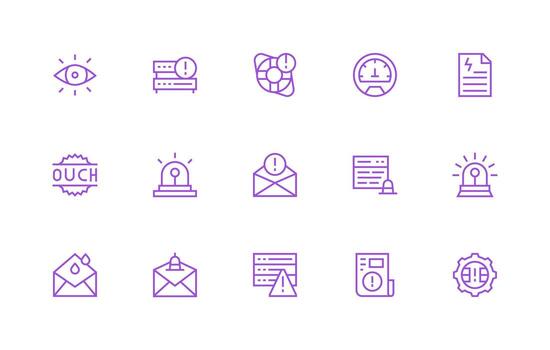 15 Icons for Critical in Regular Line Format Basic Icon Series vector