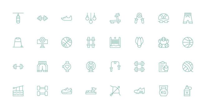 32 Icons for Exercise in Thin Line Format Organized Pack for Project Assets vector